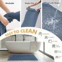 2 x MIULEE Set of 2 Waffle Bathroom Rugs, Boho Bath Rugs Non Slip Washable, Super Absorbent Bath Mats, Ultra Soft Rubber Backed Shower Mats for Bathroom Floor, Tub, Blue, 17"x24"+18"x30"