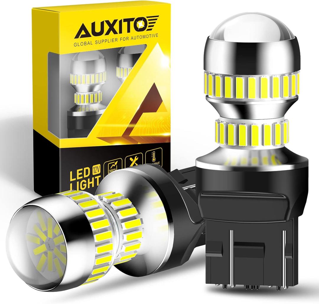 AUXITO Upgraded 7440 7443 LED Bulbs for Reverse Lights Brake Tail Lights T20 7441 7444 LED Replacement Light for Backup Tail Brake DRL Turn Signal Parking Lights, 6000K Xenon White