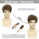 Mens Brown Wig, Short Men Wigs Natural Fluffy Cosplay Costume Synthetic Mens Wig for Male Guy Halloween