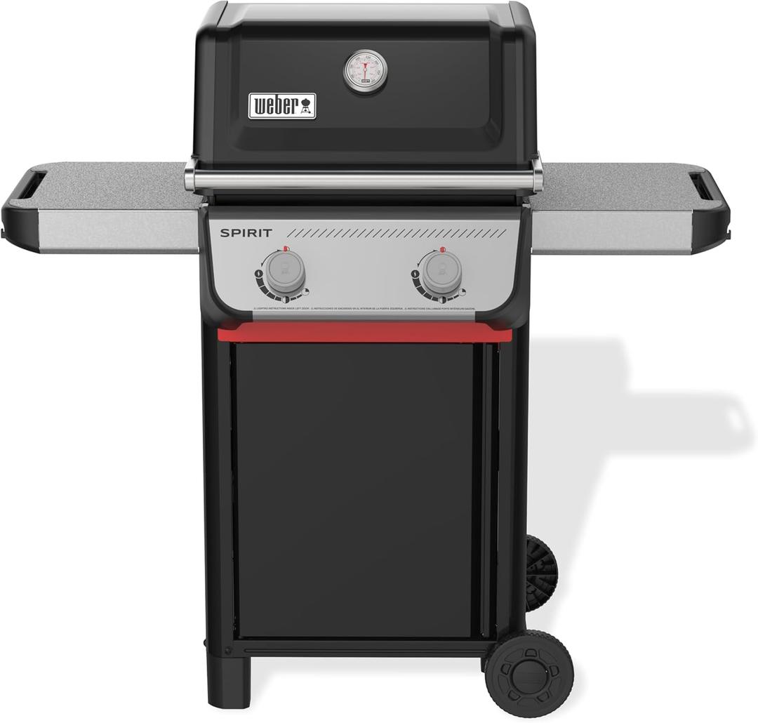 Weber Spirit E-210 Liquid Propane Gas Grill for Outdoor Cooking and BBQ, 2 Burners, Black Porcelain-Enameled Cast-Iron Grates & Snap-Jet Ignition
