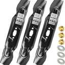 High-Lift 18.5" Mower Blades for 54" Deck Replacement for Cub Cadet MTD Troy-Bilt 742P05086 490-110-C194 490-110-Y194 Craftsman CMXGZAM110194 Diamond Center Hole 3 Pack with Nuts and Washes