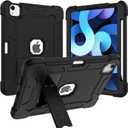 ProCase iPad Air 5 Air 4 10.9 Inch Rugged Protective Case, Heavy Duty Shockproof Case with Pencil Holder Kickstand for iPad Air 5th Gen 2022 Release/ 4th Gen 2020 Release 10.9" –Black