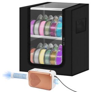 3D Printer Filament Storage Box with External Dryer - 2-Tier Active Heating Filament Rack Holds 24 Rolls 1KG Spools, Dehumidifier Storage Organizer with Hot Air Circulation for Home & Studio