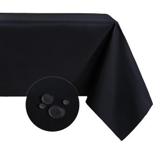 Rectangle Tablecloth Water and Stain Resistant Washable Table Cloth Selected Wrinkle Free Polyester Table Cover for Dining, Parties, Camping (60 x 84 Inch, Black)