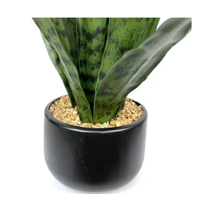 10 in. Artificial White Indoor/Outdoor Snake Plant Faux Agave Sansevieria Potted Plant Home Office Decor