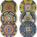vancasso Dinner Plates Set of 6-10.5 Inch Ceramic Plates, Microwave, Oven and Dishwasher Safe, Colorful Bohemian Style Dishes for Kitchen