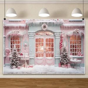Chloroplastid 10x8ft Winter Christmas Backdrop Pink Snowflake Frozen Snow Covered Scene Photography Background for Girls Birthday Party Decor Banner Props