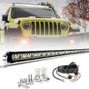 50 Inch LED Light Bar Dual Color Amber/White Strobe - Off Road Spot & Flood Combo Light Larwith Adjustable Mount - Waterproof for Trucks SUV 4x4 F150