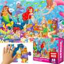 QUOKKA Giant Floor Puzzles for Kids Ages 4-6 - 2x3 Feet Extra-Thick 48 Pieces Toddler Puzzle Ages 3-5  Mermaid Educational Activity for Boys Girls  Premium Box with Sturdy Handle & Magnetic Closure