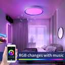 Smart LED Music Ceiling Light,with Remote Control Bluetooth Speaker RGB Dimmable,15.74 inch 36W,WiFi App Compatible with Alexa Google Home,Suitable for Bedroom, Living Room and Children's Room