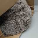 Coohom Oval Calming Donut Cuddler Dog Bed, Shag Faux Fur Cat Bed Washable Round Pillow Pet Bed(30"/36"/43") for Medium Dogs, XL( 36"x27"x7"), Light Brown