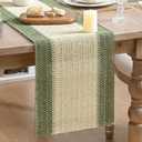 Artoid Mode Dark Green Farmhouse Rustic Paper Braided Table Runner, Seasonal Christmas Woven Kitchen Dining Table Decoration for Home Party Decor 12x60 Inch