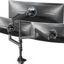 VIVO Pneumatic Arm Triple Ultrawide Monitor Extra Tall Desk Mount for Up to 49 inch Screens, Heavy Duty Clamp, Holds 3 Ultra Wides Up to 44 lbs, Black, STAND-V300D