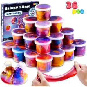 JOYIN Slime Party Favors, 36 Pack Galaxy Slime Cup - Stretchy, Non-Sticky, Mess-Free, Stress Relief, and Safe - Toys for Girls and Boys - Classroom Reward, Party Supplies