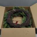 22 inch Lighted Christmas Wreath, Pre-Lit Xmas Wreath with Red Berries, Christmas Decorations, Christmas Wreath for Front Door, Windows, Wall, Mantel Decoration (Green)