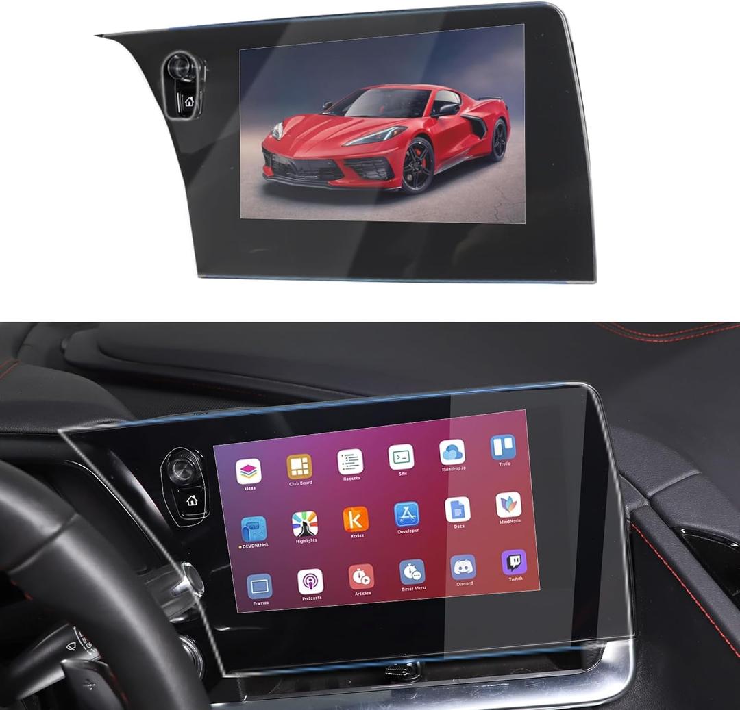 Daeiclru Screen Protector Compatible with Chevrolet Corvette C8 2020-2023, Navigation Display Protective Film, HD Clear Tempered Glass Protective Film
