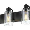 5-Light Black Bathroom Vanity Lights, 37" Modern Farmhouse Wall Sconces with Clear Glass Shade, Bathroom Wall Lamp for Mirror Bedroom Hallway Living Room Cabinet