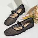 Milumia Women's Mesh Ballet Flats Comfortable Dressy Trendy Square Closed Toe Maryjane Flat Shoes