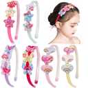 Fishdown Girls Headbands for Kids Glitter Toddler Girl Sequin Hairbands Glitter Heart Rainbow Butterfly Star Non-slip with Teeth (6 PCS) (Color-1)