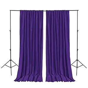 Hiasan Purple Backdrop Curtains for Parties, Polyester Photography Backdrop Drapes for Family Gatherings, Wedding Decorations, 5ftx10ft, Set of 2 Panels