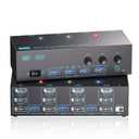 KVM Switch 3 Monitors 2 Computers, Reyoten 8K60Hz KVM Switches,3 Monitors 2 Computers HDMI DP Switch, 4K144Hz Switch for 2 PCs Share Monitor Keyboard Mouse Printer with 2 USB Cables, Power Adapter,two ports work 1 don't probably the USB couldn't test