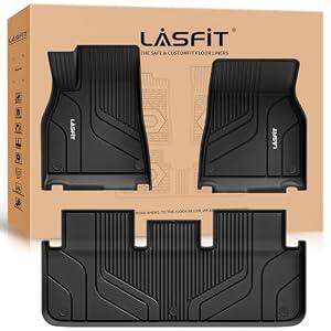 LASFIT Premium Extra Thick Floor Mats Fit for Tesla Model S & Model S Plaid 2026 2025 2024 2023 2022 2021, Custom Fit TPE All Weather Floor Liners 1st & 2nd Front Rear Row Car Mats, Black