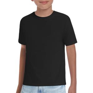 Haloumoning Boys T-Shirts Kids Short Sleeve Crewneck Solid Basic Tees Casual Tops 5-14 Years (Black)