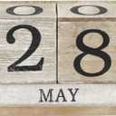 Wooden Perpetual Block Calendar for Desk, Wood Month Date Display Blocks for Teachers, Students, Classroom, Rustic Farmhouse Office Decor, Desk Accessories (5 x 4 In)