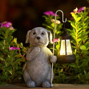 Qeeman Garden Decor Solar Statues: Mothers Day Birthday Gifts for Mom Grandma Women Sister Wife Lady Lover - Front Patio Balcony Yard Art Lawn Ornaments Porch Outdoor Outside Decorations (Dog)