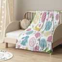 Easter Rabbits Blanket, Spring Easter Colorful Eggs Blanket for Easter Decoration, Cozy Fuzzy Plush Warm Blankets for Couch Sofa Bed 40x50 inch