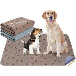 Peepeego 2Pack 36x36 Dog Pads Washable and Free Dog Comb, Reusable Puppy Pads with Fast Absorbent, Waterproof, Non Slip Incontinence Pads for Training, Whelping, for Playpen, Crate, Kennel