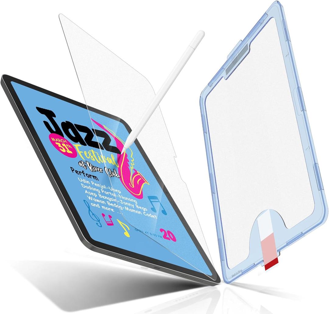 MOBDIK Paperfeel Glass Screen Protector Compatible with iPad Air 11 M4/M3/M2 2026/2025/2024, Auto Alignment Kit, Crafted for Natural Writing, Less Reflection