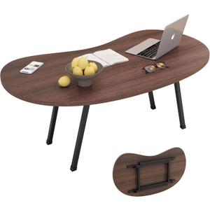 Folding Coffee Table,Mid Century Modern Coffee Table Irregular,Kidney Foldable Table,Small Farmhouse Coffee Tables Portable Table for Small Spaces,Living Room,Sofa,Bedroom Gallery,Easy Assembly,Walnut