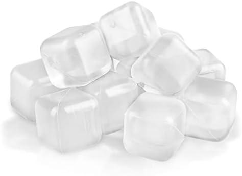 Reusable Ice Cubes for Drinks, Refreezable Plastic Ice Cubes Without Diluting, Permanent Ice Cube Frozen BPA Free, Cocktails Like Whiskey, Wine, or Coffee (Transparent)