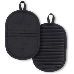 KitchenAid KA GB Ribbed Soft Silicone Pot Grabber 2-Pack Set, 5"x8", Matte Black