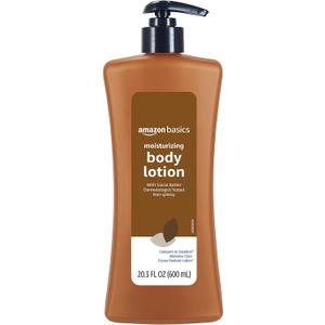 Amazon Basics Moisturizing Cocoa Butter Body Lotion for Dry Skin, Non-Greasy, Paraben Free, Lightly Scented, 20.3 Fl Oz, Pack of 3