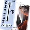 OneFish Screen Protector for iphone Pro Max 16, Airbag Edge Protection, HD Clarity Tempered Glass Film with Installation Frame, 9H Glass Scratch Resistant, Easy Installation, 2Pack