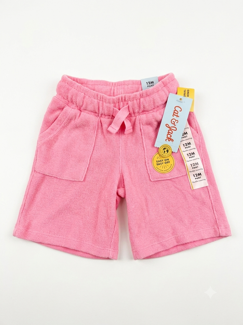 Cat & Jack Pink Shorts with Flexible Drawstrings, Size 12M