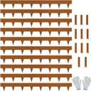 Worth Garden 33ft. Galvanized Steel Landscape Edging - 10-Pack 40" Metal Edging for Landscaping with 11 Stakes, Rust-Colored Powder Coating Hammer - in 4.5" Height Lawn Edging for Yard Pathway Divider