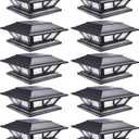 SIEDiNLAR Solar Post Lights Outdoor 2 Modes LED Deck Fence Cap Light for 4x4 5x5 6x6 Posts Patio Garden Decoration Warm White/Cool White Lighting Black (10 Pack)