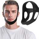 OHELEEP Anti Snore Chin Strap for CPAP Users, Snore Stopper Adjustable, Chin Strap for Sleeping Comfortable Stop Snoring Solution, Anti Snoring Devices Breathable and Reusable, Black, Medium