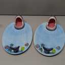 2 Pack Blue Ceramic Taco Holder, Shark Sushi Plate, Funny Handmade Kitchen Salad Plates with Dipping Sauce Bowl, Microwave/Oven/Dishwasher Safe Plates, Holiday Birthday Gifts for Shark Party Lovers
