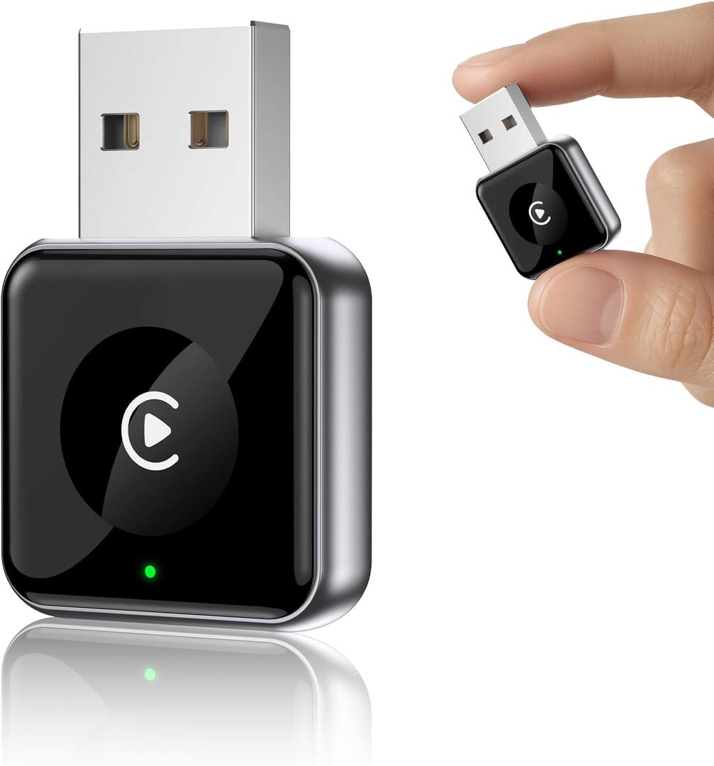 Wireless CarPlay Adapter for Apple iPhone - Upgraded Mini Design, USB/USB-C Plug & Play Converts Wired Connection - Compatible with iOS 10+ & Factory CarPlay Cars (Style 1)