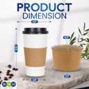 SNH Packing 100 Pack 16 oz Single Wall Disposable Coffee Cups with Lids and Sleeves Leak-Proof Hot Beverage Cups, Eco-Friendly To Go Paper Cups, Sturdy, Insulated, Compostable White Coffee Cups