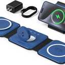 UCOMX 3 in 1 Charging Station for Multple Devices,Foldable 3 in 1 Wireless Charger for Travel,Nano Wireless Charging Station for iPhone16 15 14 13 12 Pro Max/Watch 10 9 8 7 6 5 4 3 Ultra/AirPod Pro (Blue)