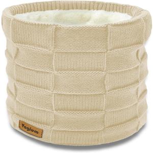 Adults Knit Thermal Neck Warmer Gaiter | Windproof Fleece-Lined Face Mask | Unisex Winter Scarf for Work & Ski Gear (Beige)