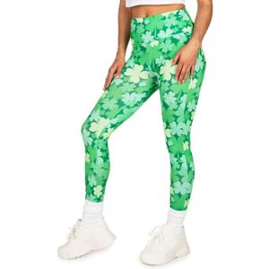 Tipsy Elves Fun St. Patrick's Day Leggings for Women for Parties and Festivals High Waisted and Low Waisted Styles (Green, L)
