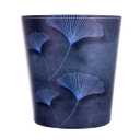 10L/2.64 Gallon Trash Can, Decorative Waste Basket, PU Leather Waste Paper Basket, Waterproof Garbage Can for Bathroom, Bedroom, Office, Kitchen and Living Room - Blue Lines Leaves