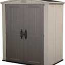 Keter Factor 6x3 Outdoor Storage Shed Kit-Perfect to Store Patio Furniture, Garden Tools Bike Accessories, Beach Chairs and Push Lawn Mower, Taupe & Brown