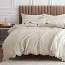 Bedsure Cotton Duvet Cover Set - 100% Cotton Waffle Weave Beige Duvet Cover Oversized King Size, GentleSoft and Breathable Bedding Set for All Season, 3 Pieces, 120"x98"
